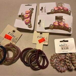 Pink Heart Hair Clips for Kids and scrunchies. Brand new lot